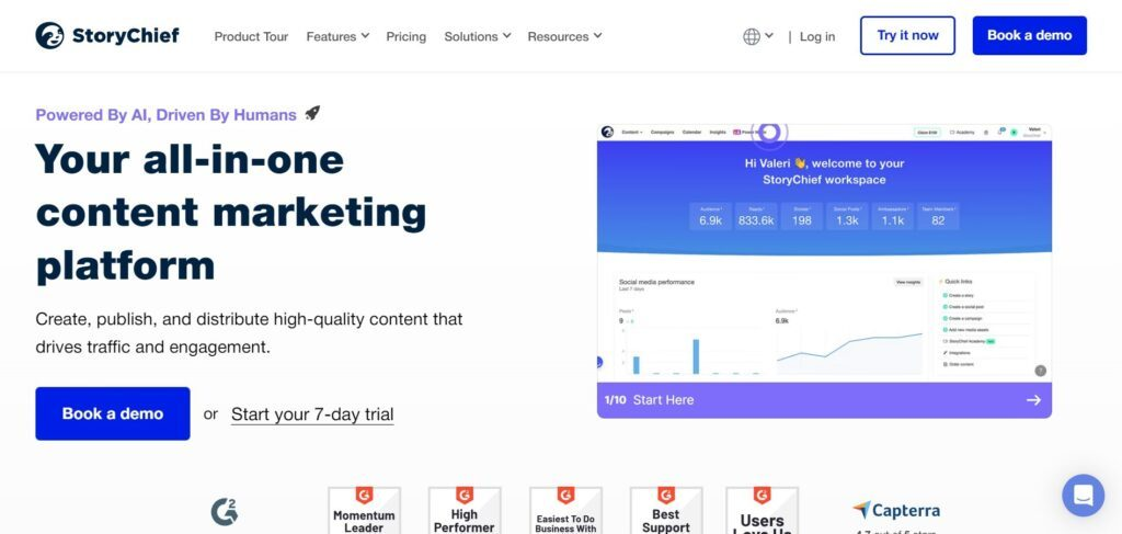 StoryChief screenshot - 15 Best Content Marketing Platforms for Ecommerce In 2024